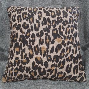 Leopard Print Square Cotton Throw Pillow Black/Tan